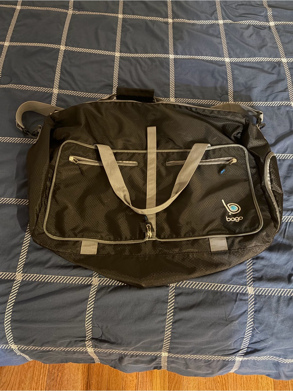 Bago Black Duffel Bag with Gray Accents